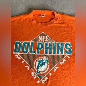 Vintage Miami Dolphins t shirt Size L Logo 7 1991 single Stitch